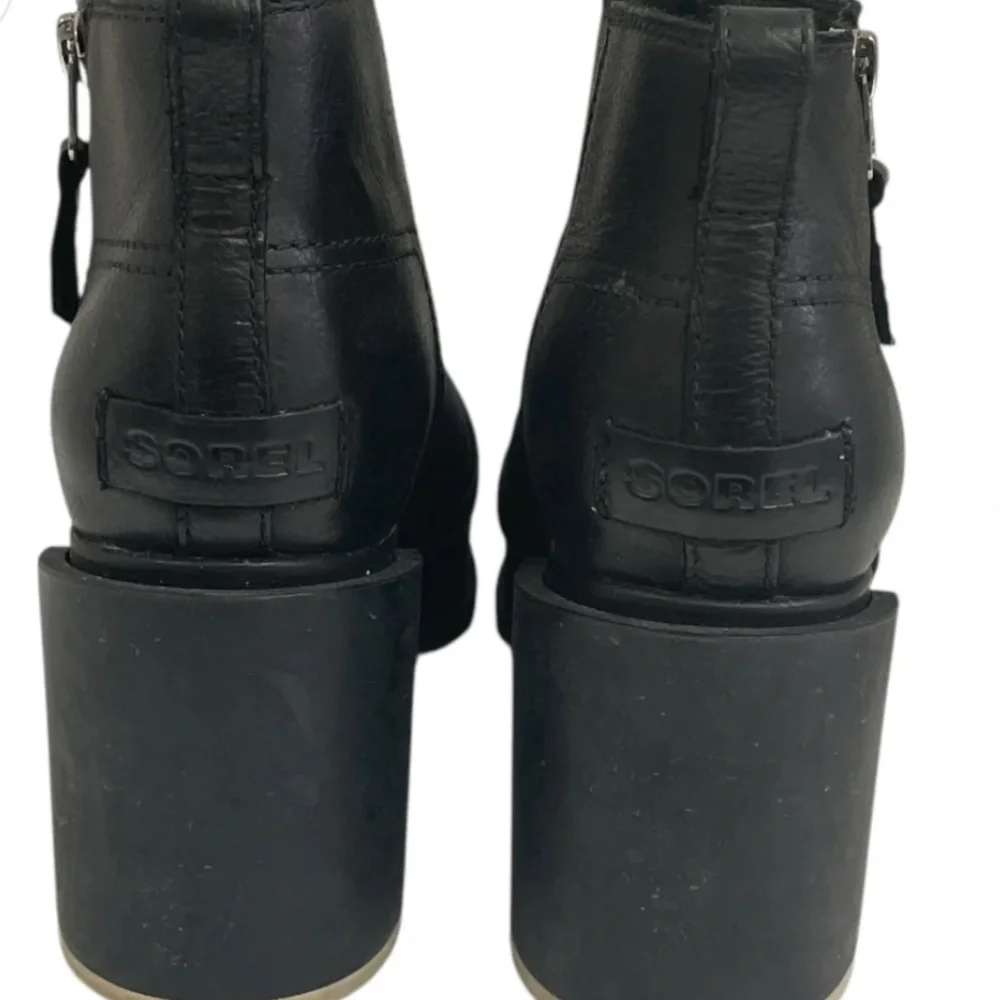 Black Leather Ankle Boots- Sorel size 8 - Picture 3 of 3